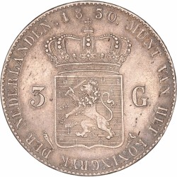 3 Gulden. Willem I. 1830/1820. Prachtig -.