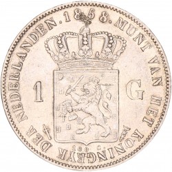 1 Gulden. Willem III. 1858. Prachtig.