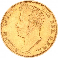 5 gulden goud. Willem I. 1827 B. Zeer Fraai +.
