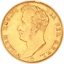 5 gulden goud. Willem I. 1827 B. Zeer Fraai +.