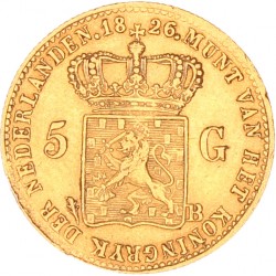 5 gulden goud. Willem I. 1826 B. Zeer Fraai +.