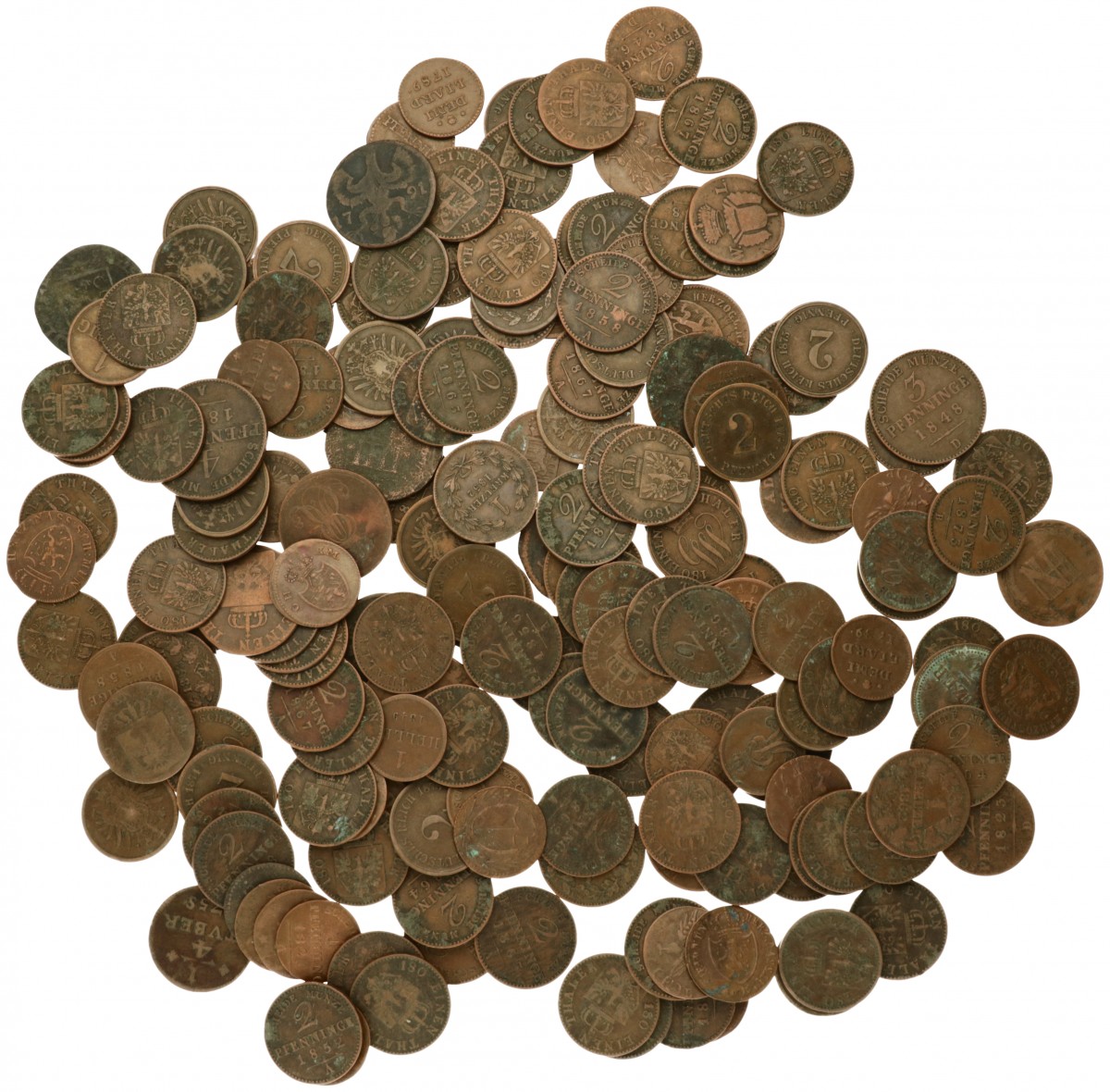 German States. Lot (180) Copper Coins. 1780- 1900.