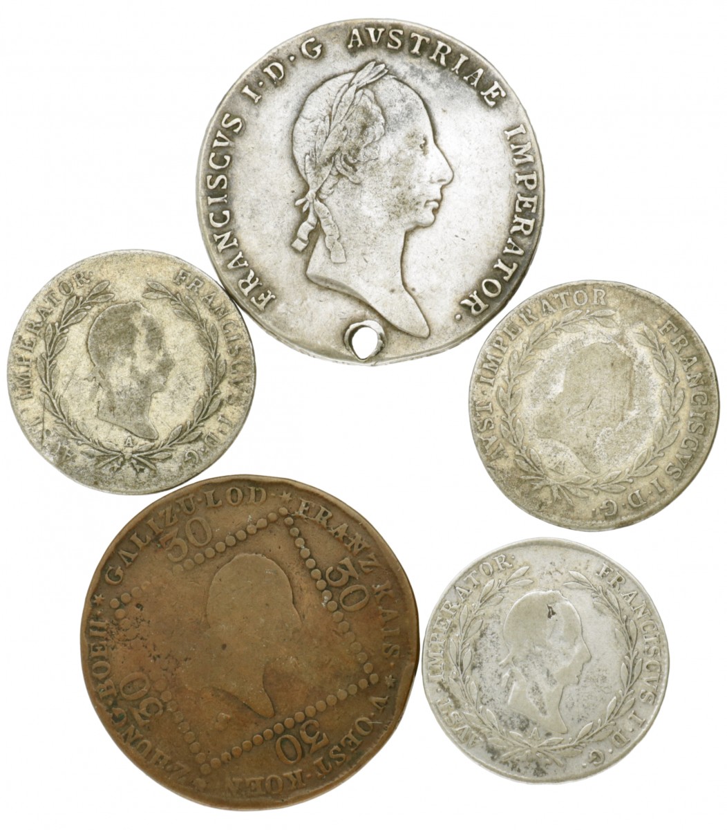 Austria. Empire. Franz I. Lot (5) 20 Kreuzer - 1 Thaler. 1807 - 1830.