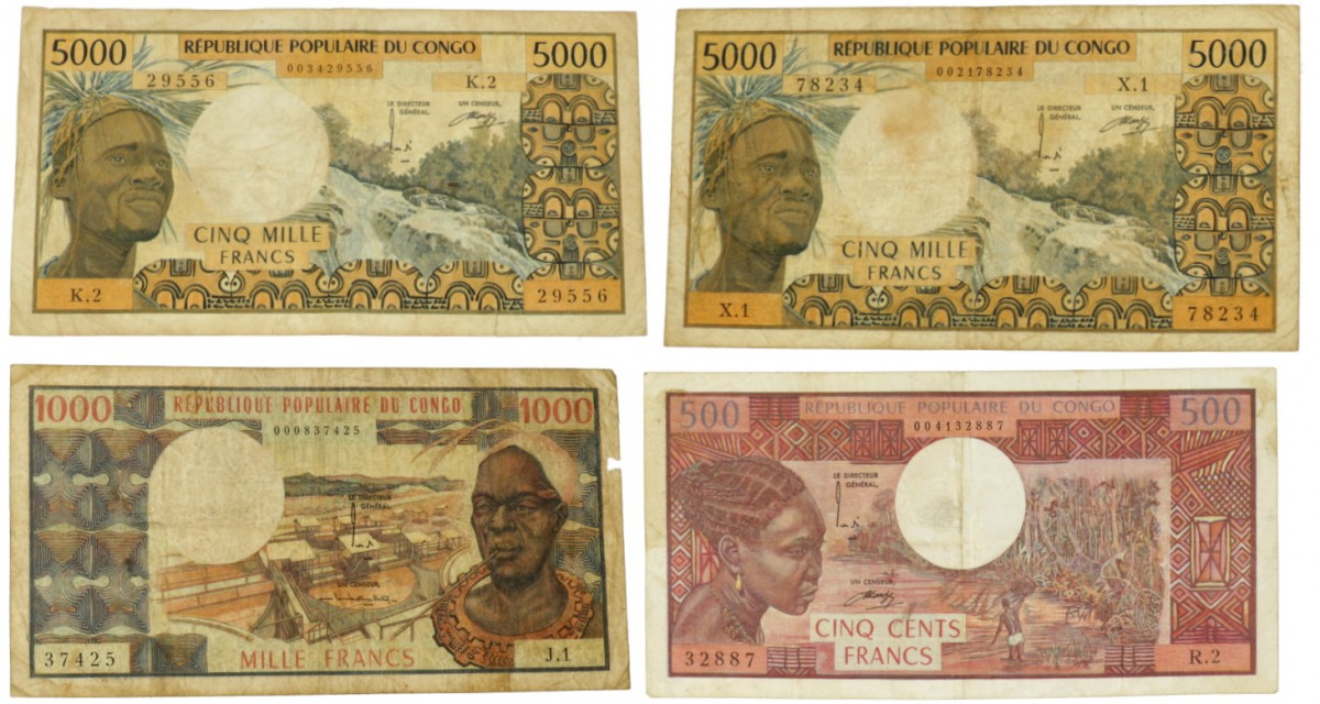 Congo. 500/1000/2x5000 Francs. Banknote. Type 1974-1984. - Very good.