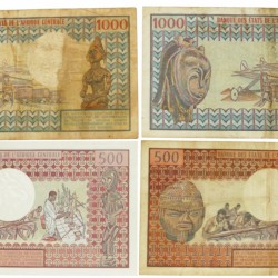 Central African Republic. 2x500/2x1000 Francs. Banknote. Type 1974-1981. - Very good – UNC.