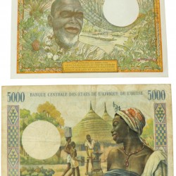 West African States. 1000/5000 Francs. Banknote. Type 1977. - Fine / Very fine.