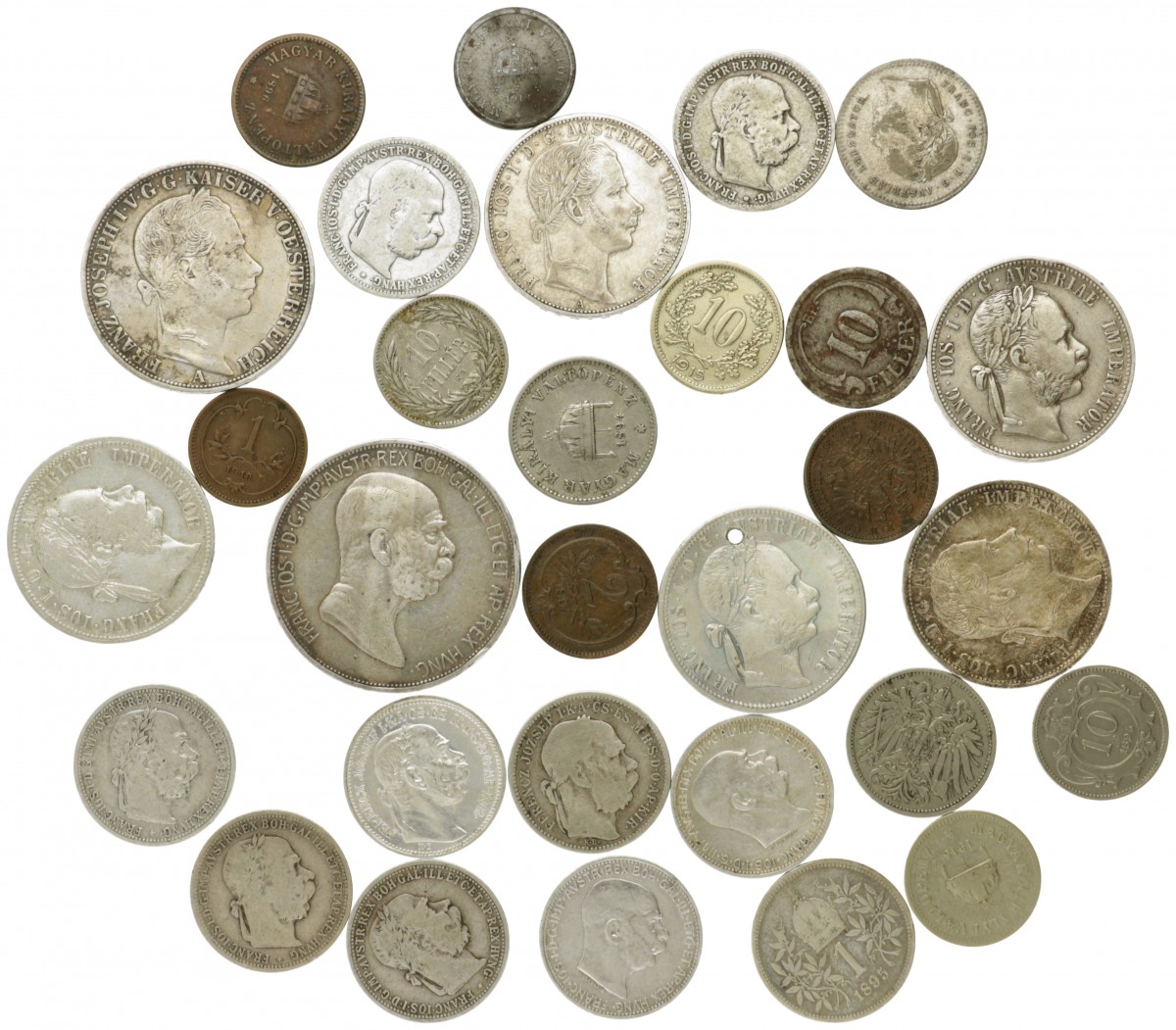 Austria. Empire. Franz Joseph I. Lot (30) Copper and Silver Coins. 1859 - 1908.
