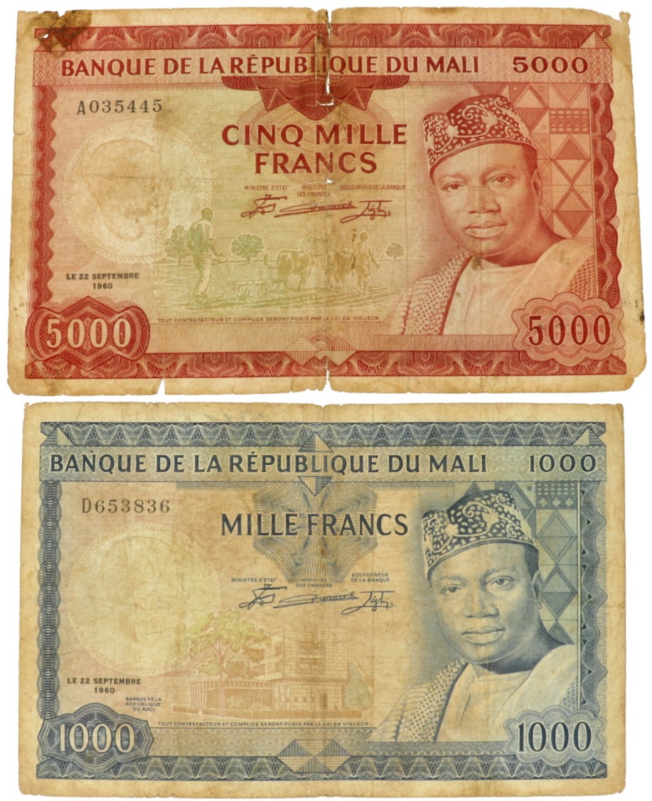 Mali. 1000/5000 Francs. Banknote. Type 1960 (1967). - Good – Fine.