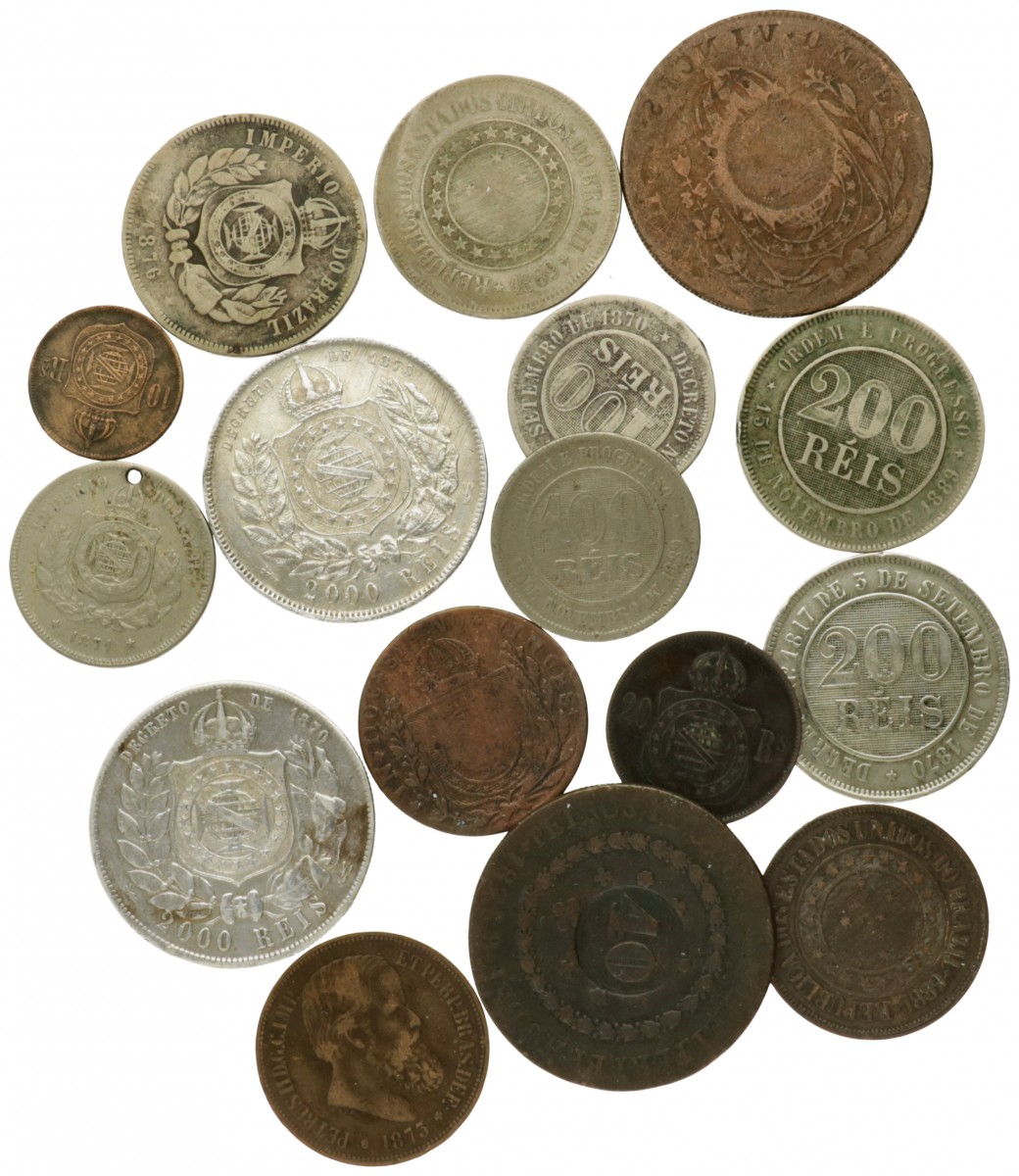 Brazil. Pedro I - Pedro II. Lot (16) 10 Reis - 2000 Reis. 1826 - 1889.