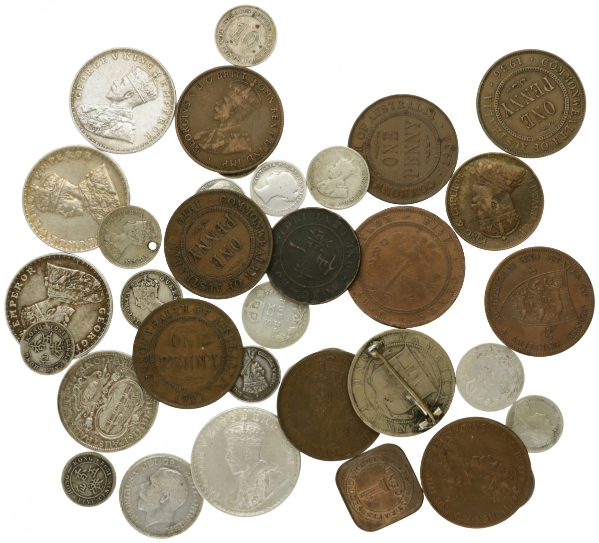 British Colonies. Victoria - George V. Lot (36) Copper and Silver Coins. 1877 - 1927.