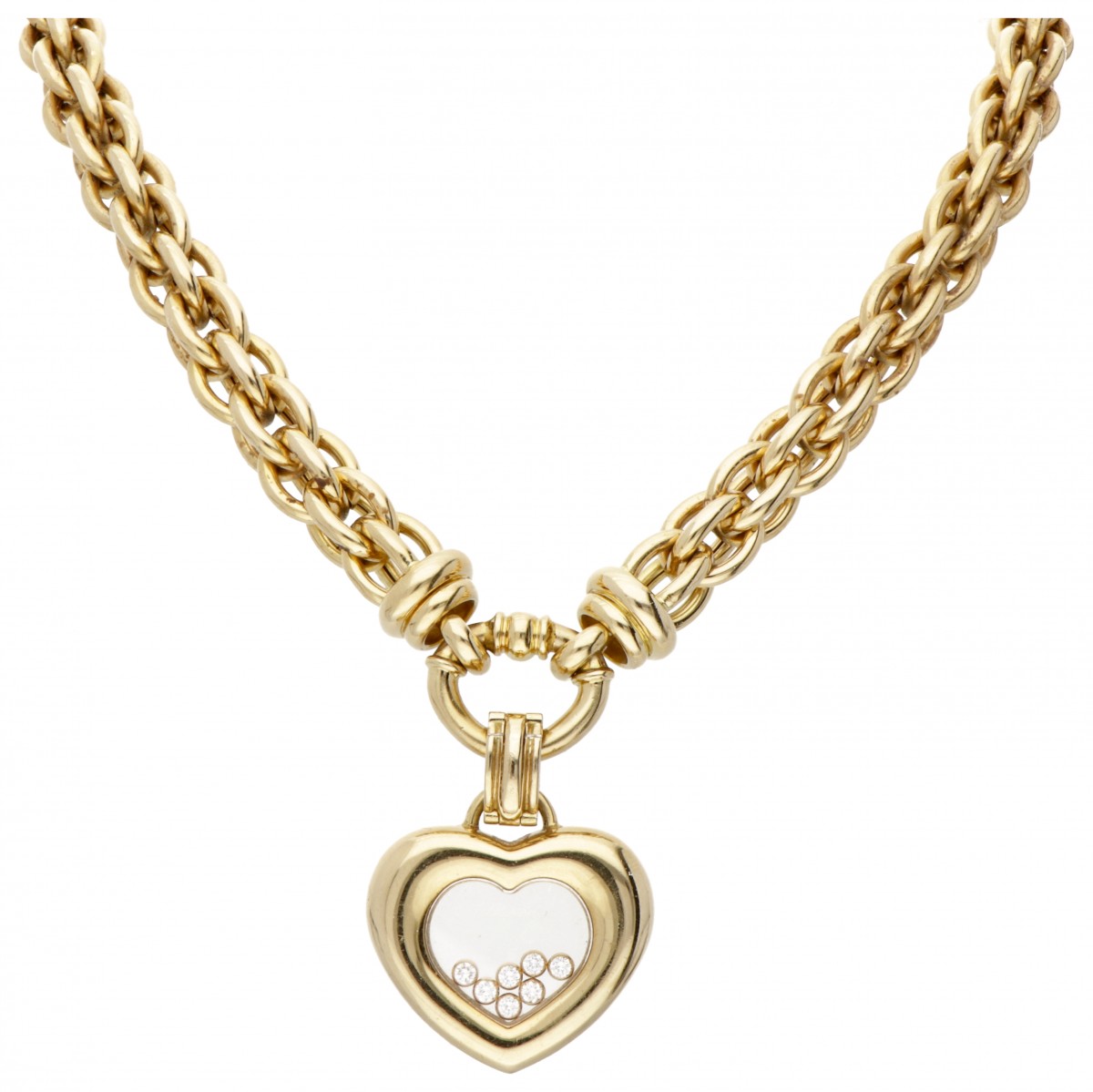 18 kt. Geelgouden Chopard collier met 'Happy Diamonds Heart' afneembare hanger.