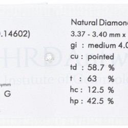 HRD-gecertificeerde briljant geslepen natuurlijke diamant 0.14 ct.