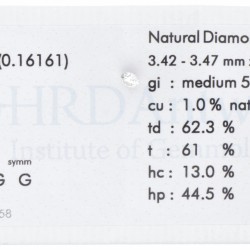 HRD-gecertificeerde briljant geslepen natuurlijke diamant 0.16 ct.