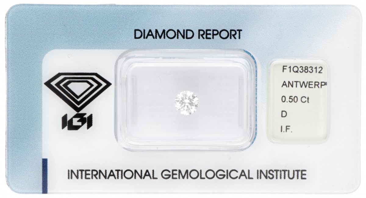 IGI-gecertificeerde briljant geslepen natuurlijke diamant 0.50 ct.