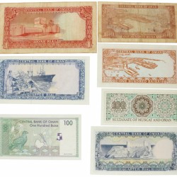 Oman. 4x100 Baisa/2x ¼ Rial/1 Rial. Banknote. Type 1977-1995. - Fine – UNC.