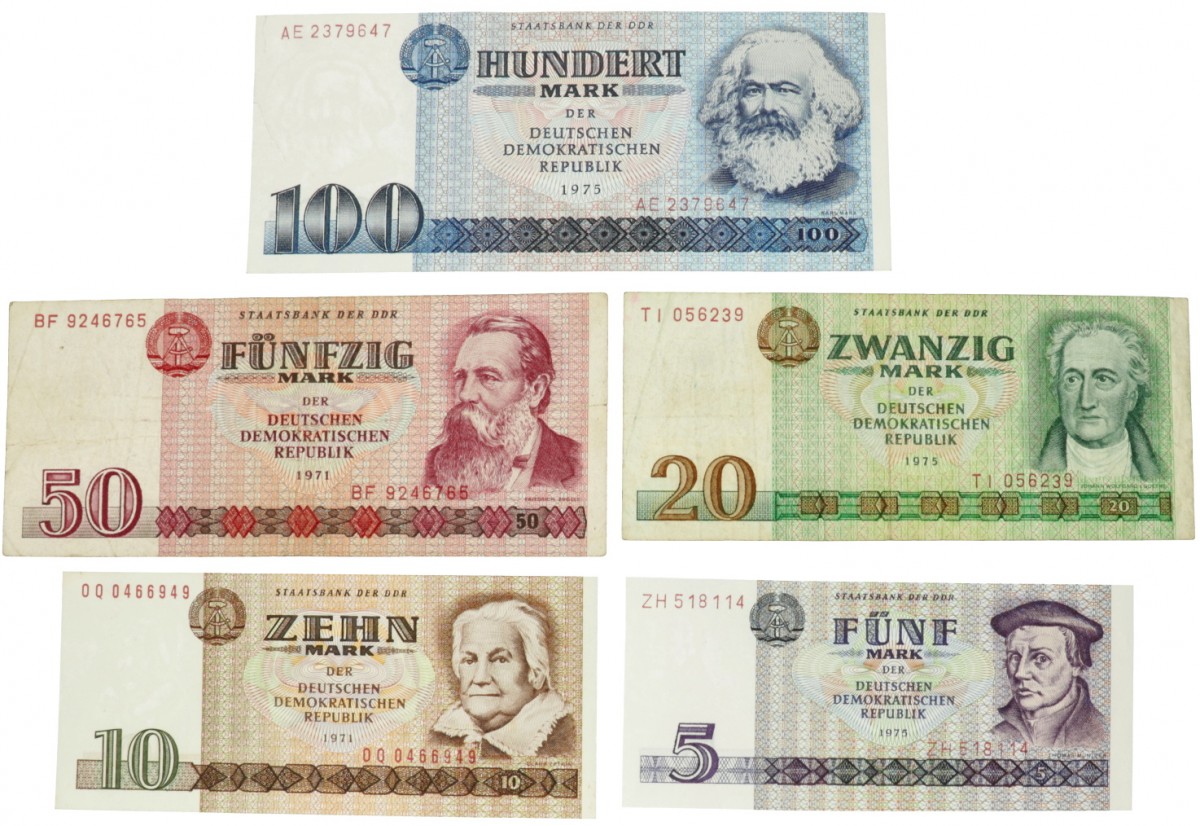 Germany. 5/10/20/50/100 Mark. Banknote. Type 1971-1975. - Very Fine – UNC.