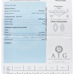 AIG-gecertificeerde marquise geslepen natuurlijke diamant 0.50 ct.