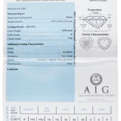 AIG-gecertificeerde hartvormig geslepen natuurlijke diamant 0.30 ct.