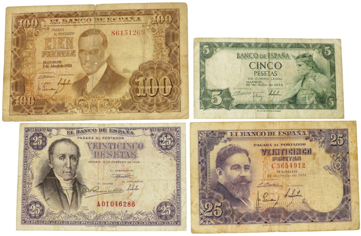 Spain. 5/2x25/100 Pesetas. Banknote. Type 1946-1954. - Very good / Fine.