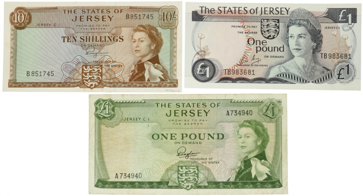 Jersey. 10 Shillings/2x 1 Pound. Banknote. Type 1963-1988. - Fine – UNC.