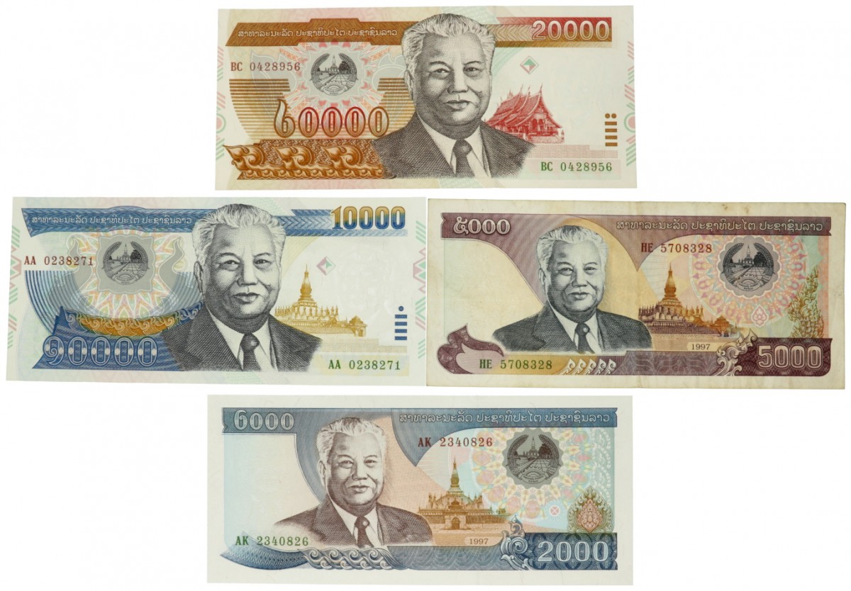 Laos. 2000/5000/10000/20000 Kip. Banknote. Type 1997-2002. - Very fine – UNC.