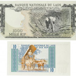 Laos. 10/1000 Kip. Banknote. Type ND. - UNC.