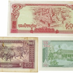 Cambodia. 10/20/50 Riels. Banknote. Type 1979-1987. - Fine – UNC.