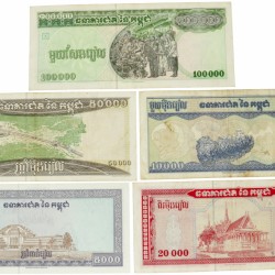 Cambodia. 5000-100000 Riels. Banknote. Type 1995. - Fine – UNC.