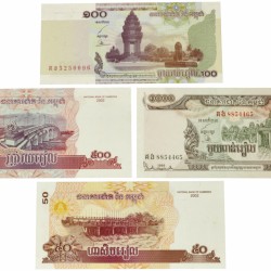 Cambodia. 50/100/500/1000 Riels. Banknote. Type 1999-2002. - Very fine – UNC.