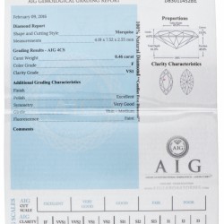 AIG-gecertificeerde marquise geslepen natuurlijke diamant 0.46 ct.