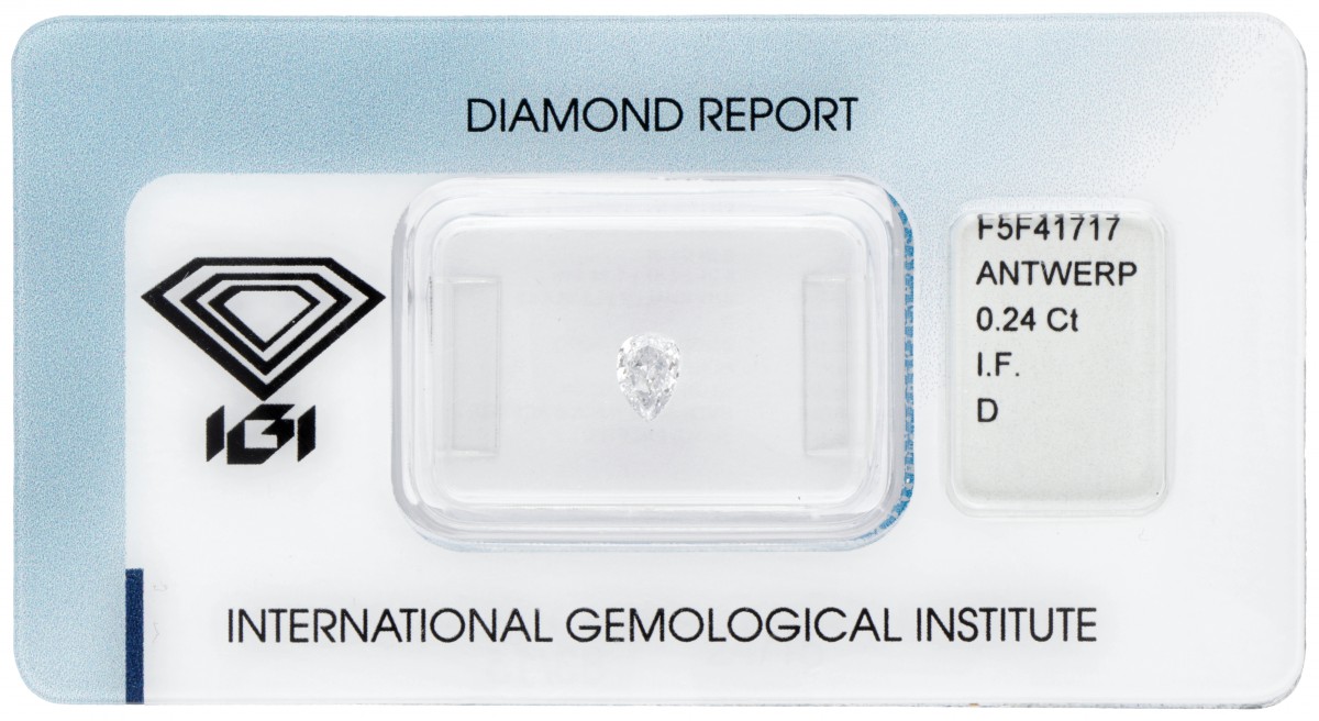 IGI-gecertificeerde 'variation' peervormig geslepen natuurlijke diamant 0.24 ct.