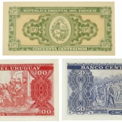 Uruguay. Lot 3 notes. Banknote. Type ND. - Extremely fine.