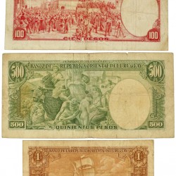 Uruguay. Lot 3 notes. Banknote. Type 1939. - Very fine.