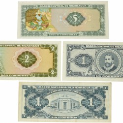 Nicaragua. Lot 4 notes. Banknote. Type 1959-1972. - Very fine – UNC.