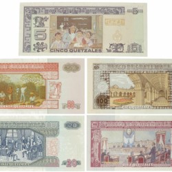 Guatemala. Lot 5 notes. Banknote. Type 2001-2003. - UNC.