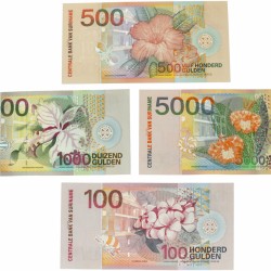 Suriname. Lot 4 notes. Banknote. Type 2000. - UNC.