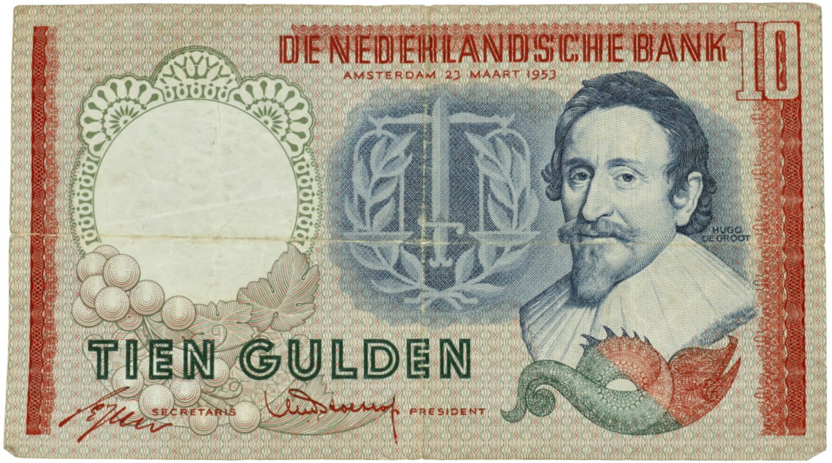 Nederland. 10 gulden. Bankbiljet. Type 1953. Type Hugo de Groot. - Fraai -.