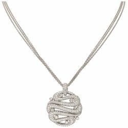 Exclusieve 18 kt. witgouden Hulchi Belluni Italiaans design collier en hanger bezet met ca. 4.96 ct. diamant.