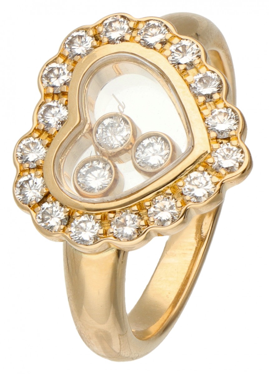 18 kt. Geelgouden Chopard 'Happy Diamonds' hartvormige ring.