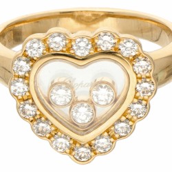 18 kt. Geelgouden Chopard 'Happy Diamonds' hartvormige ring.