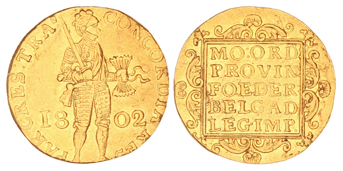 Gouden dukaat. Utrecht. 1802. Zeer Fraai +.