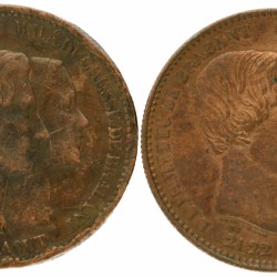 Belgium. Leopold I. Lot (2) 10 Centimes. 1853.