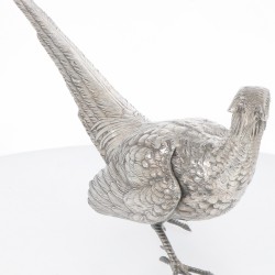 Tafelstuk fazant zilver.