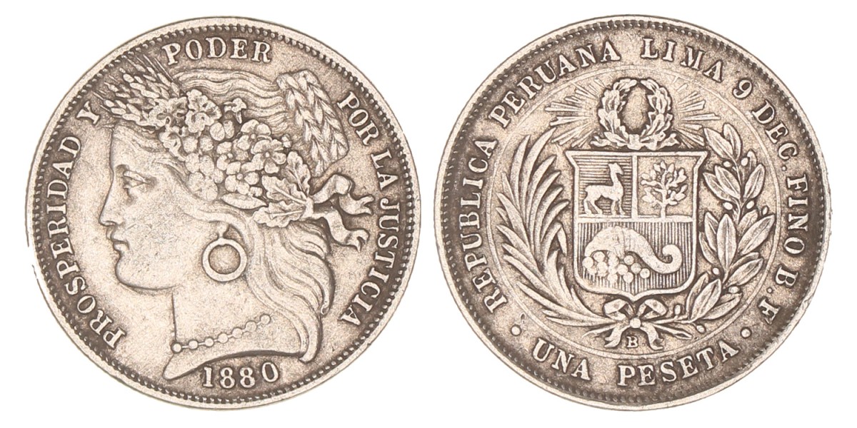 Peru. 1 Peseta. 1880.