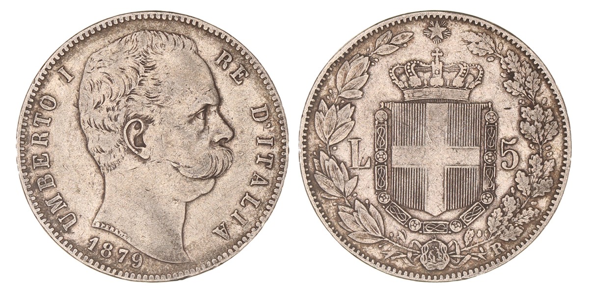 Italy. Umberto I. 5 Lire. 1879.