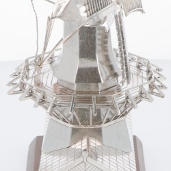 Miniatuur houtzaagmolen zilver.