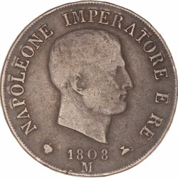 Italian States. Napoleonic Kingdom. Napoleon I. 5 Lire. 1808 M.