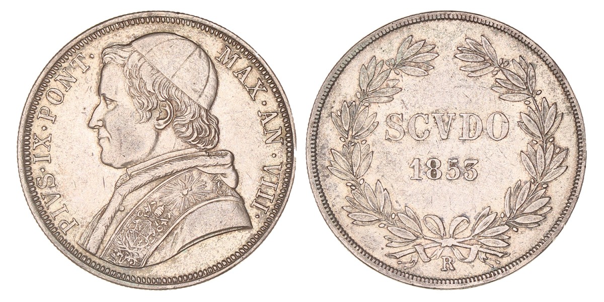 Italian States. Papal states. Pius IX. 1 Scudo. 1853 R.