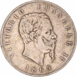 Italy. Victor Emmanuel II. 5 Lire. 1865.