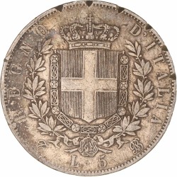 Italy. Victor Emmanuel II. 5 Lire. 1865.